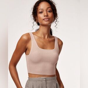 Aritzia Babaton Sculpt Knit Ribbed Cropped Tank Top Size M NWOT